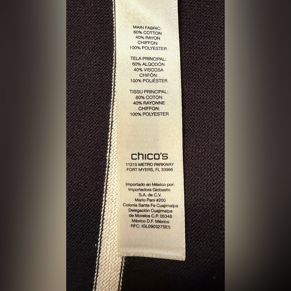 Chico's Cotton Rayon Blend Tunic Extra Soft & Light w. Chiffon Hem Sz 3 (XL /16) - Picture 8 of 8